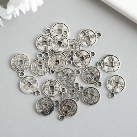 Decor for creativity Metal "Chinese Coin" silver 1.7x1.3 cm-1