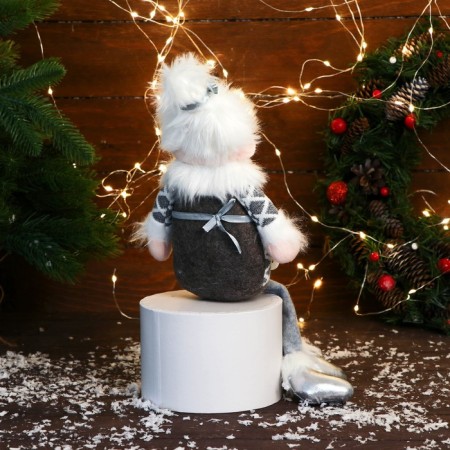 Soft toy "Grandma Frost in a suit with a strap" 15x39 cm, gray-1