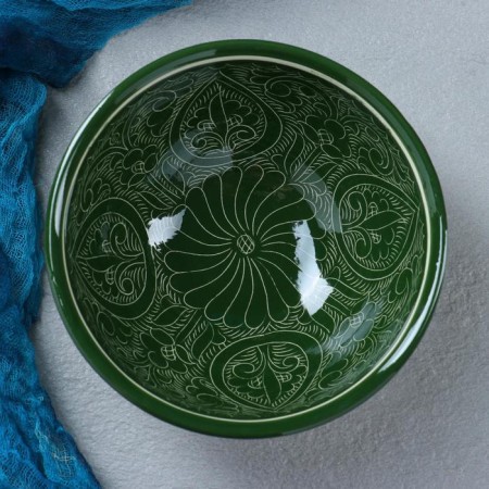 Rishtan ceramics "patterns" 15.5 cm, medium, green-2