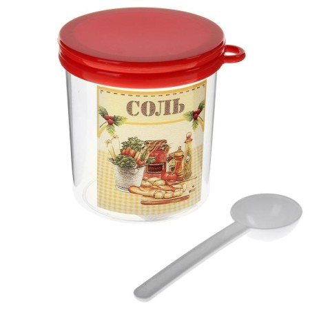 Assorted salt capacity, 700 ml, with a spoon and cover-3