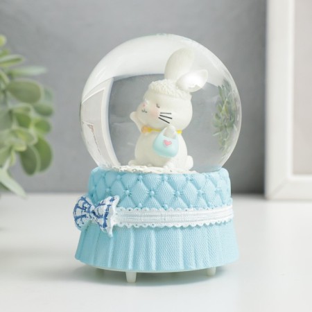 Souvenir Polystone Water Ball Light "White Bunny" mix 6.5x6.5x9.5 cm-5