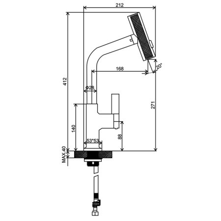 ACCOONA A5490F-9 kitchen mixer, with retractable watering can, pour 27 cm, brass, black-9