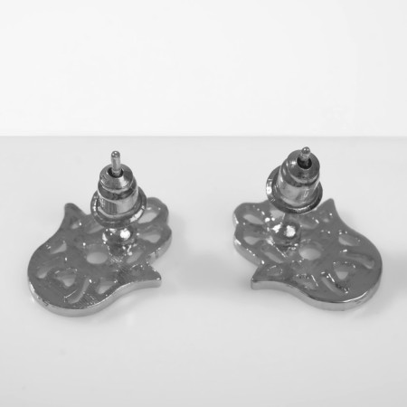 Earrings Metal "HAMS HAND", silver color-1