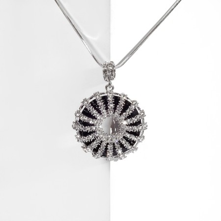 Piece "Date" Circle with a pattern, black and white color in silver, l = 70 cm