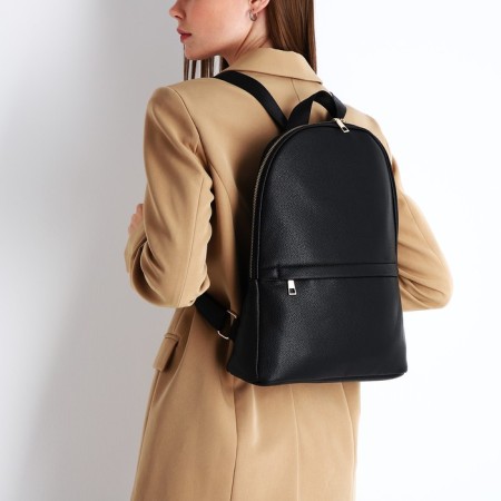 Women's backpack made of artificial leather with lightning, 2 pockets, black color-6