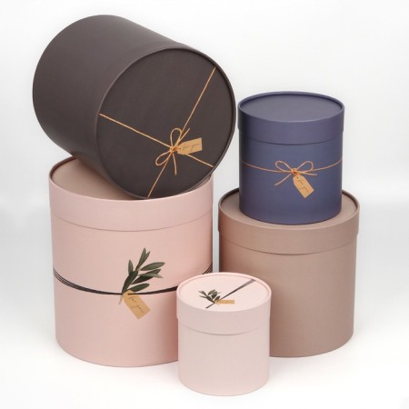 Set of round boxes 10 in 1, gift packaging, “eco”, 10 x 10 - 23.5 x 23.5 cm-2