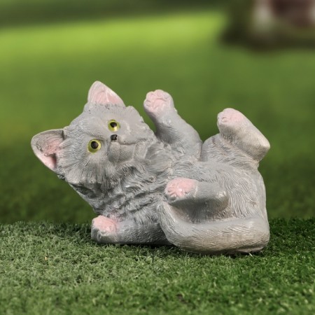 Garden figure "kitten" gray, 13x18x10cm