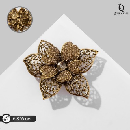 Brooch "Flower" double, the color is light brown in black gold