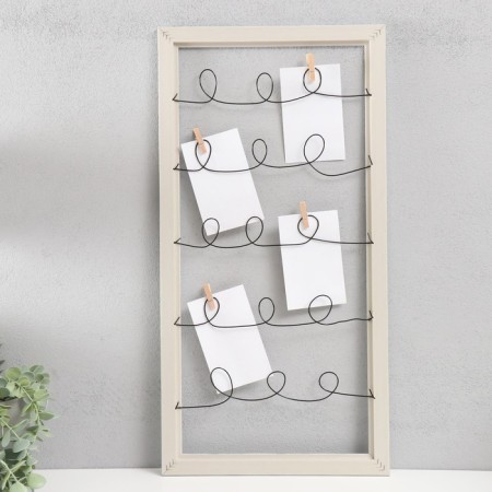 Photo frame plastic in 4 photos "Funny curls" with clothespins, white 60x30 cm-2