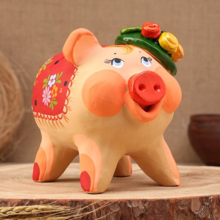 Kovrovsky toy-cap "Pig in a hat", ceramics