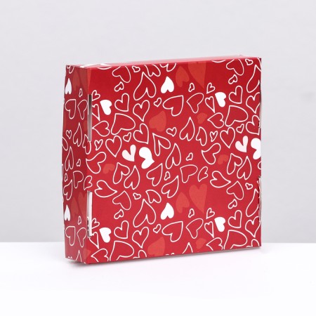 Gift box with a window, red "Holiday" 11.5 x 11.5 x 3 cm-1