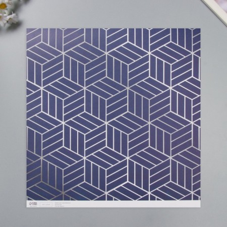 Scrapbooking paper "3D geometry" density 180 grams set 5 pcs 30.5x32 cm-2