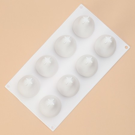 Form for mousse desserts and baking “G.”, silicone, 29.3 × 17.2 × 6.5 cm, 8 cells (D = 5.5 cm), white color-2