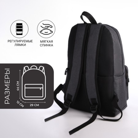 Youth backpack from lightning textiles, 5 pockets, USB, dark gray color-1