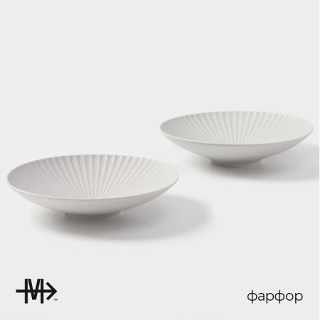 Magistro jarwah lausanne plates, 600 ml, 21.5 × 5 cm, deep, set 2 pcs, porcelain, gray-1