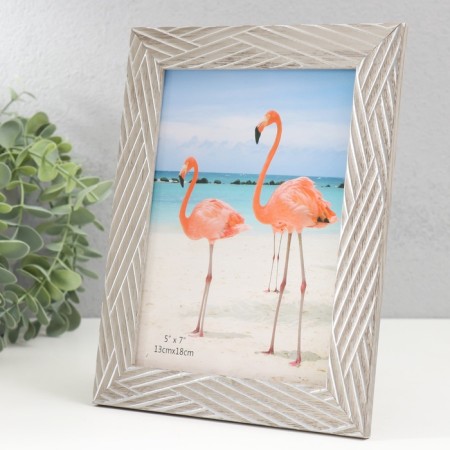 Photo frame plastic 13x18 cm "Silver lines on gray" 21.5x16.5 cm-2