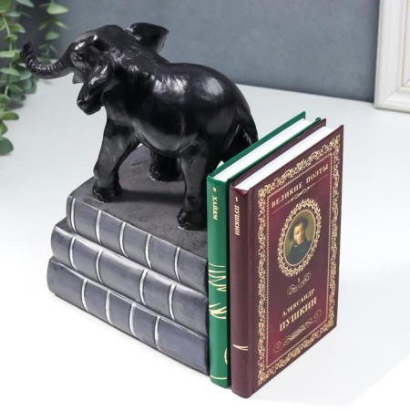 Book holder Interior "Black Elephant on Books" 25x13x21 cm-5