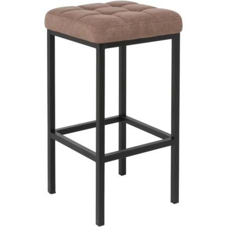 Stool Bar loft Metal/fabric, black/brown 35x35x65 cm