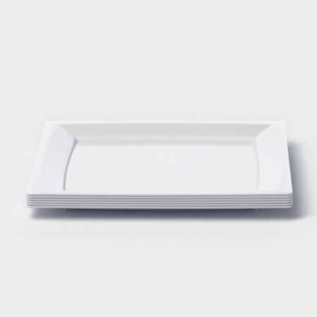 Plastic disposable plate, 17.2 × 17.2 cm, square, flat, black, mix-3