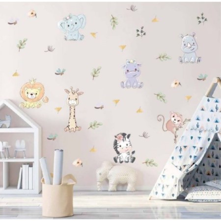 Sticking plastic interior color "cute animals of safari" set 2 sheets 30x90 cm