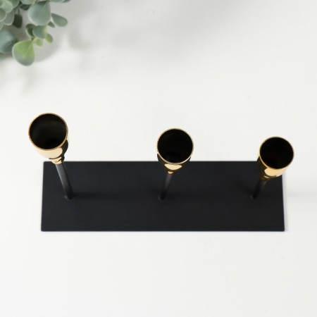 Summary Metal for 3 candles "Achilles" black with gold 20x6x18 cm-5