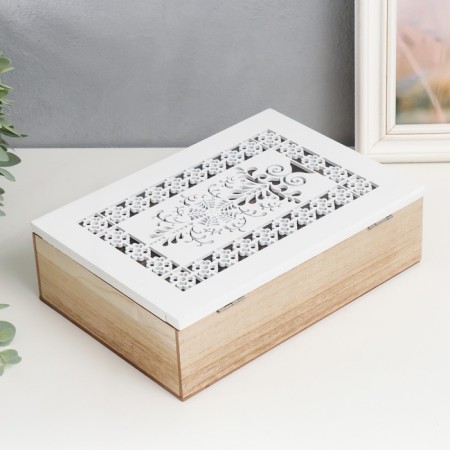 Casket tree with divisions "White openwork patterns" 17x24x7 cm mix-3