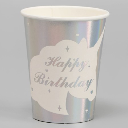 Paper glass "Unicorn", 6 pcs., Silver color