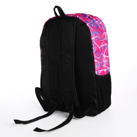 School backpack of textiles on lightning, 3 pockets, pink color-3