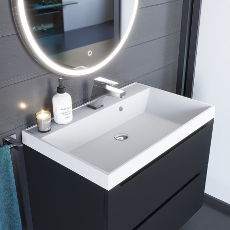 Sink uperwood Classic quartz 70 cm, quartz, white matte, jasmine-3