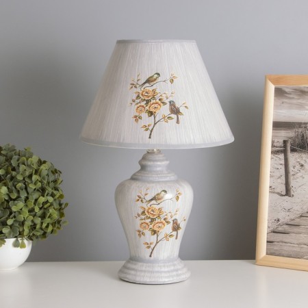 Table lamp "Bird in the flower garden" gray E14 220V 35x24.5x24.5 cm