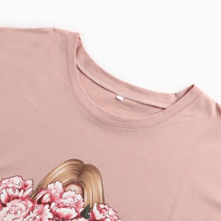 Women's home set (T -shirt/Bridges), pink color, size 52-4