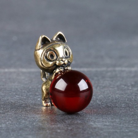 Souvenir "Cat", Brass, Amber Smole, 2.9x1.5x2.0 cm-5