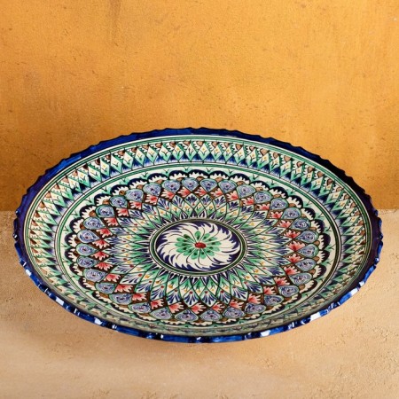 Largan Rishtan ceramics "Patterns", 42 cm, blue, corrugated