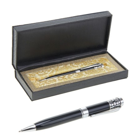 Gift handle, ballpoint "engraving" in the leatherette case, black-silver