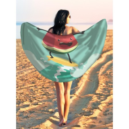 Pareo and beach rug "Watermelon on the surf", d = 150 cm