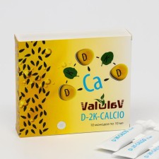 Monodoses Valulav D-2K-Calcio, natural vitamins D3, K1, K3 and calcium, strengthening immunity, bone tissue, heart and blood vessels, 10 pcs. 10 ml