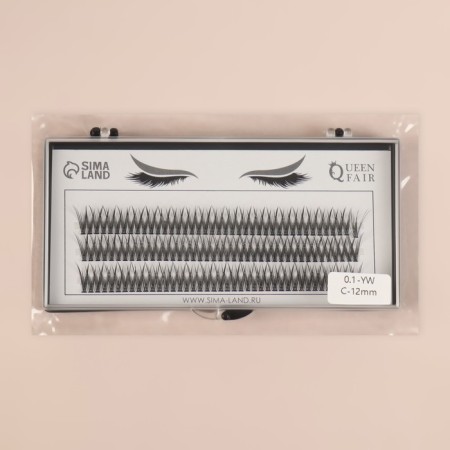 A set of overhead eyelashes "Lastochkin tail", bundles, 12 mm, thickness 0.1 mm, bend C, 12 D-5