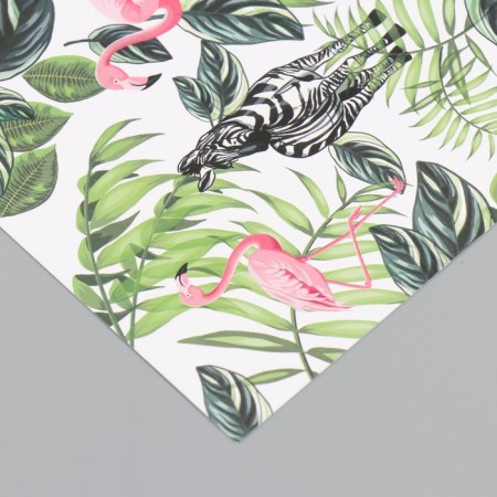 Scrapbooking paper bilateral "parrots, flamingos and zebra" density 180 grams set 10 pcs 15.5x1-4