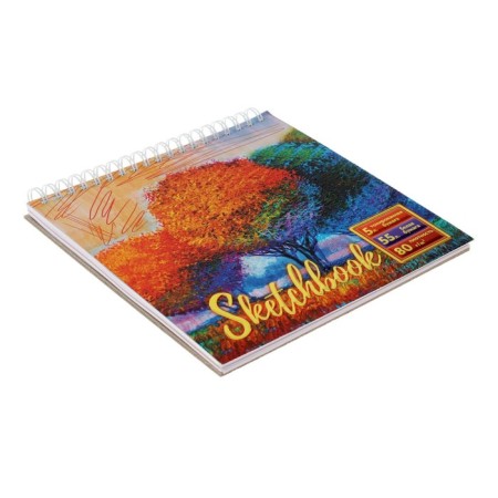 Calligrata sketchbook, 170 x 170 mm, 55 sheets, solid cover, "garden", metallized cardboard with a volumetric pattern, block 80 g/m2 + 5 sheets of tinted paper-1