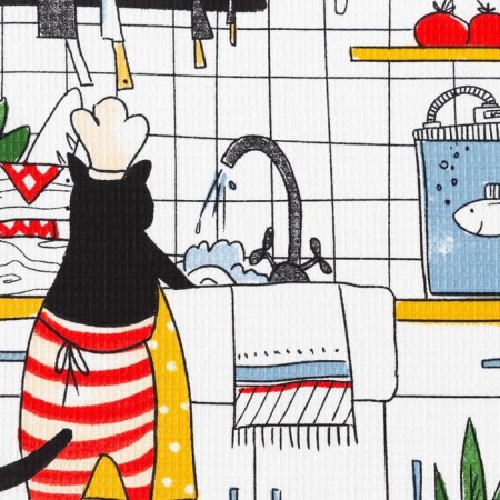 Towel of the kitchen "cat in the kitchen" 35x60 cm, 100% HL, 160g/m2-2