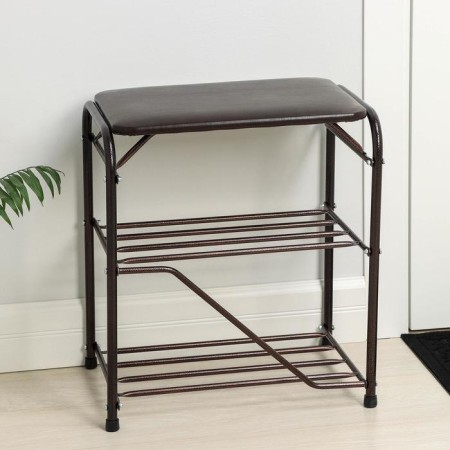 Shoe stand, 3 shelves, 45 cm, with a seat, a copper antique color-3