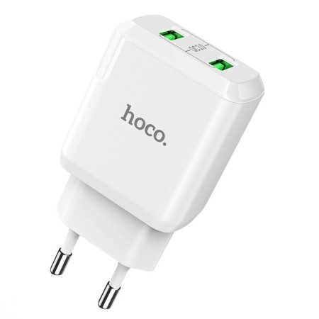 Network charger Hoco N6, 18 W, 2 USB Qc3.0 - 3 A, white-1