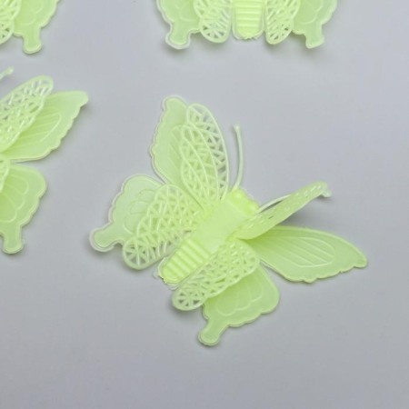 Plastic sticker phosphorus "butterflies" set 10 pcs 5.2x7.5 cm mix-4