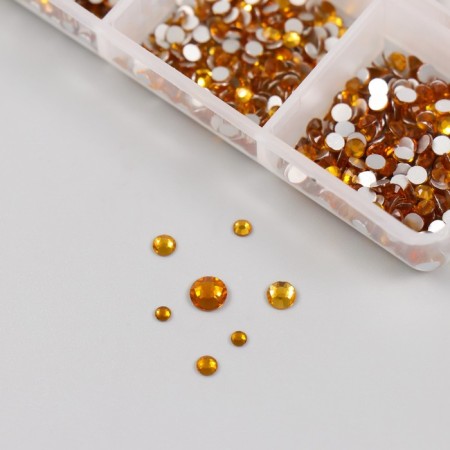 Decor for creativity Glass "Rhinest. Yellow gold" d = 2-4.8 mm nr 1188 pcs 6x8x1.5 cm-2