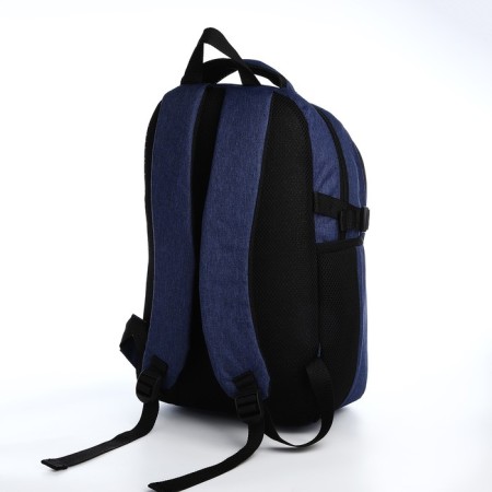 Youth backpack from textiles, rise, 2 parts on lightning, 3 pockets, blue color-1