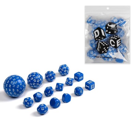 A set of cubes for D&D (Dungeons and Dragons, DND) "Game time", Series: D&D, 15 pcs, blue