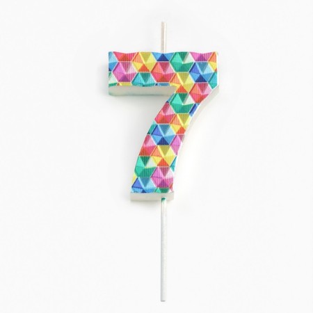 Candle in the cake on the skewer "Kaleidoscope", the number 7, 7 cm-2