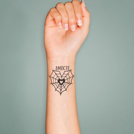 Tattoo on the body Black "Pautini heart. Together" 6x6 cm-2