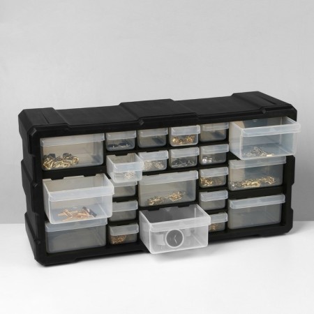 Organizer Universal "Box" 22 places, plastic, 49.5 × 15.8 × 25 cm, black color-1