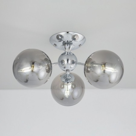 Ceiling chandelier CITILUX "Tommy" CL102130, 46x46x23.5 cm, 3x40W, E14, gray color.-5